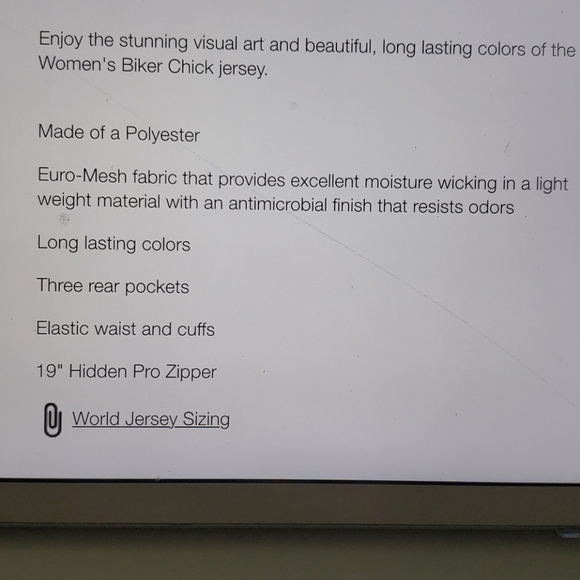 LADIES WORLD JERSEY BIKER CHIC JERSEY SZ SMALL - Picture 10 of 10